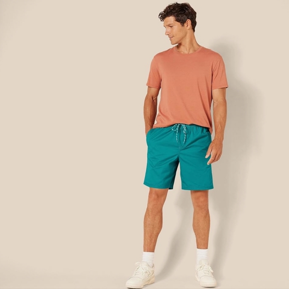 FIRM PRICE Amazon Essentials Teal Drawstring Pull-On Men's Shorts
